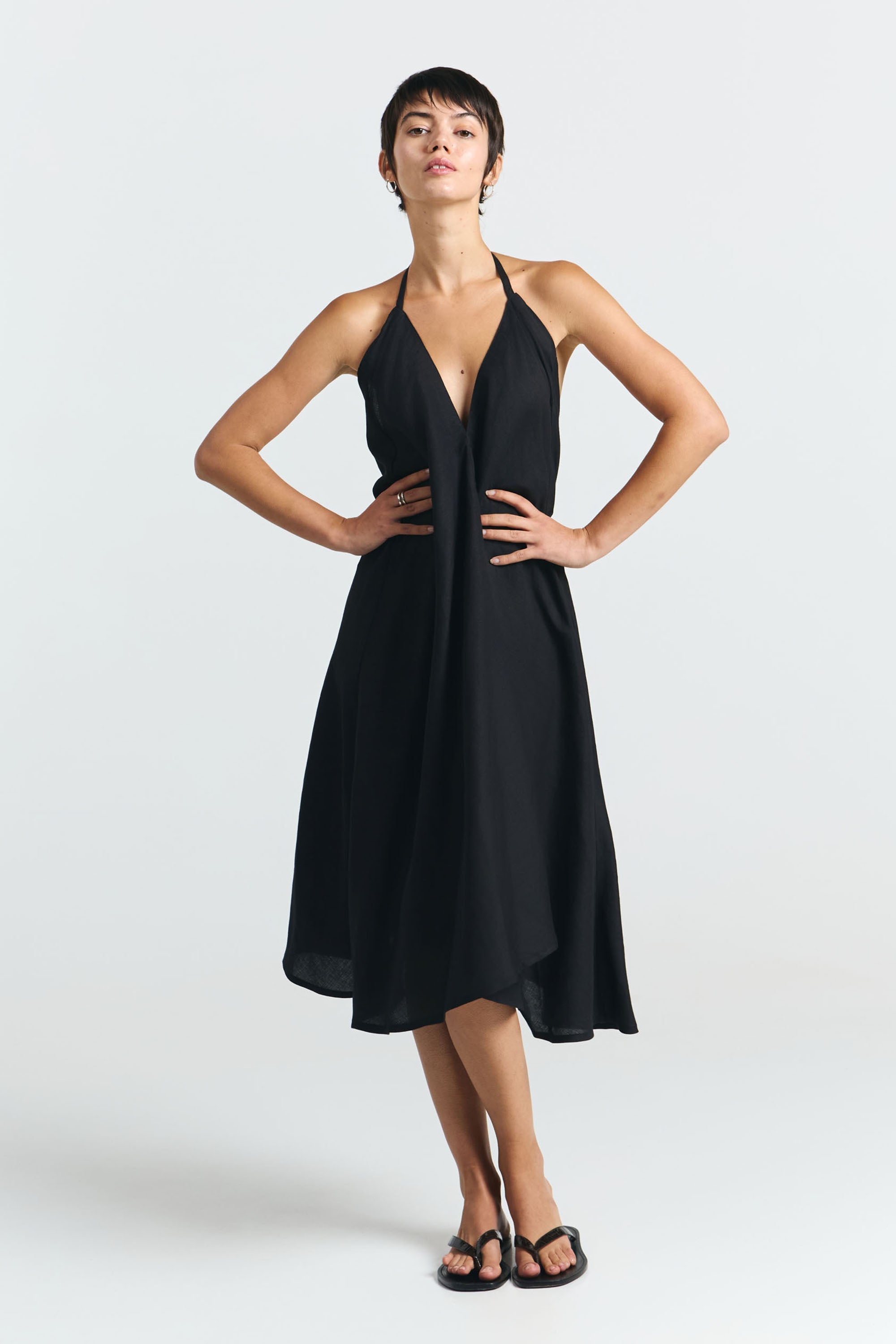 MP SHORT VISCOSE LINEN BLACK