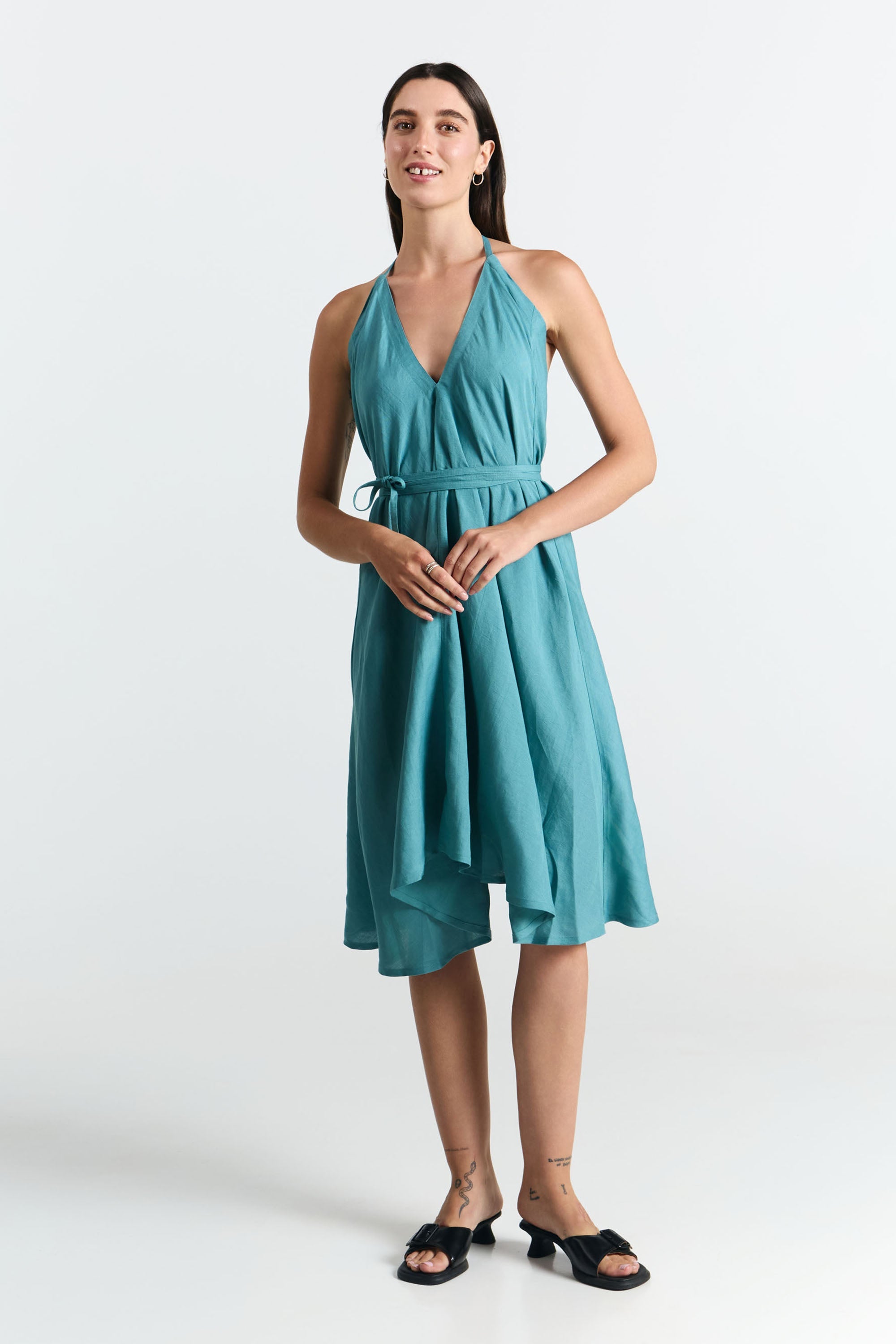 MP SHORT VISCOSE LINEN BLUE