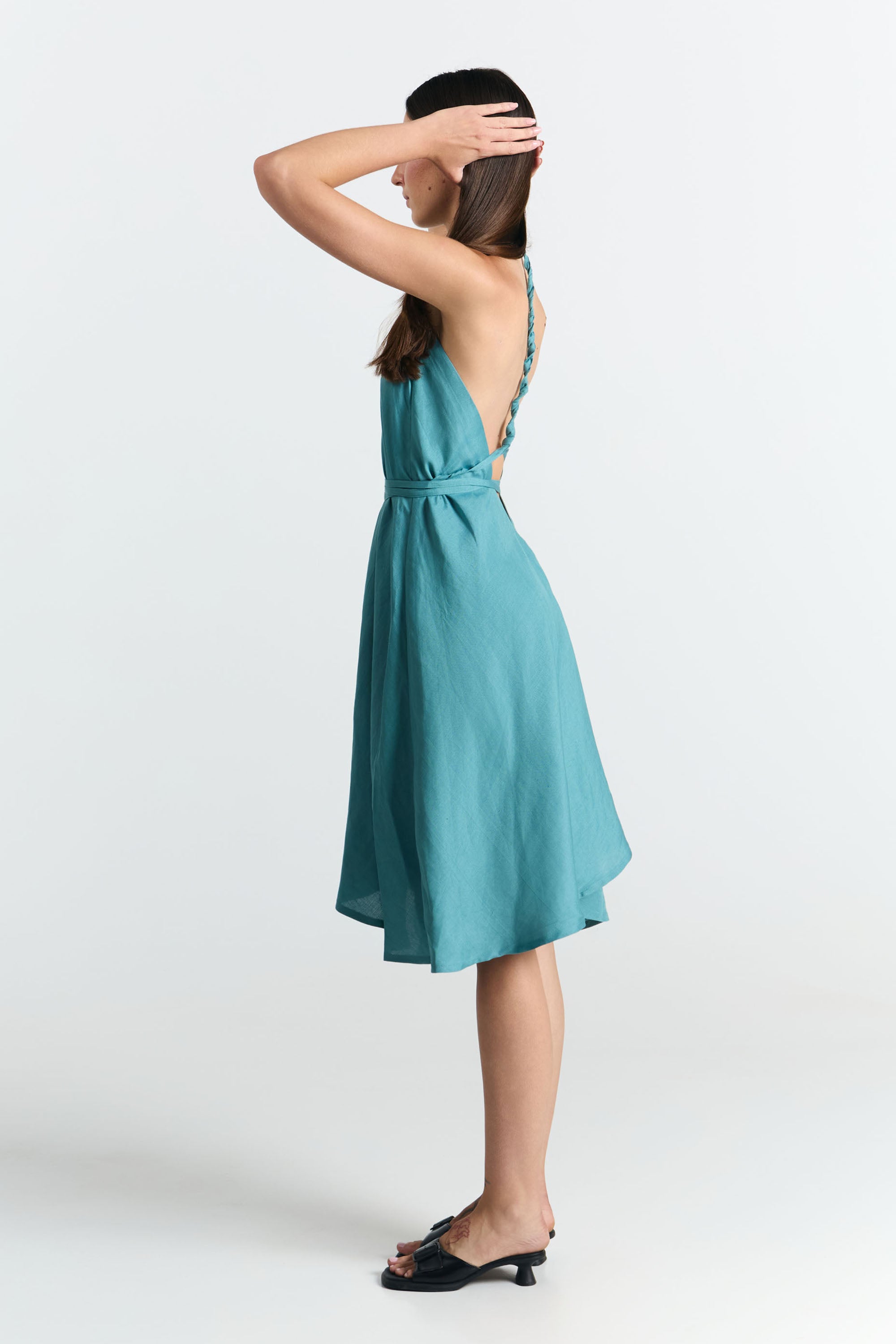 MP SHORT VISCOSE LINEN BLUE