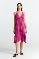 VESTIDO MULTIPOSICIÓN CORTO CUPRO MAGENTA