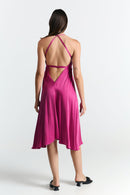 VESTIDO MULTIPOSICIÓN CORTO CUPRO MAGENTA