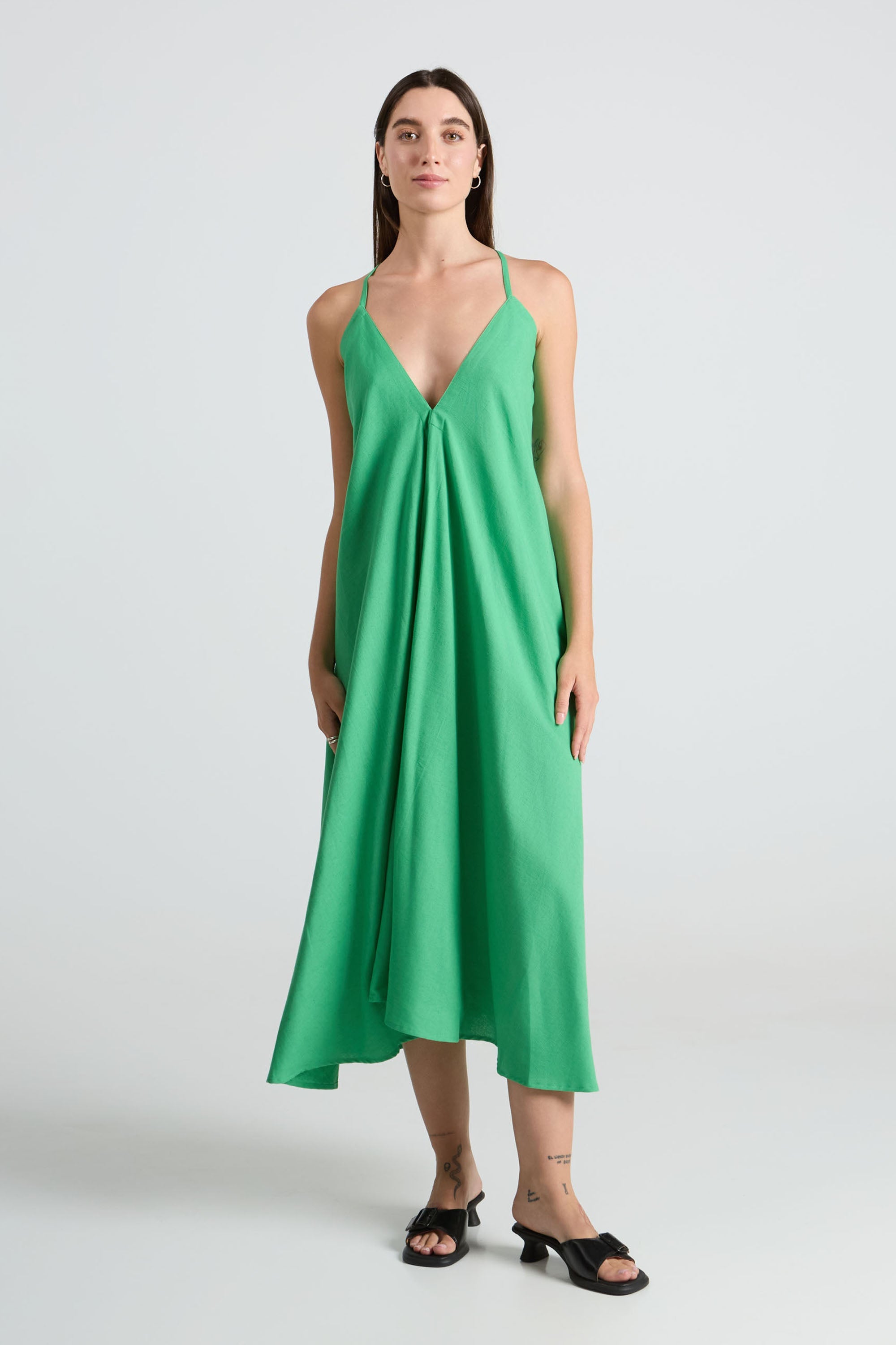 MP MIDI COTTON LINEN GREEN