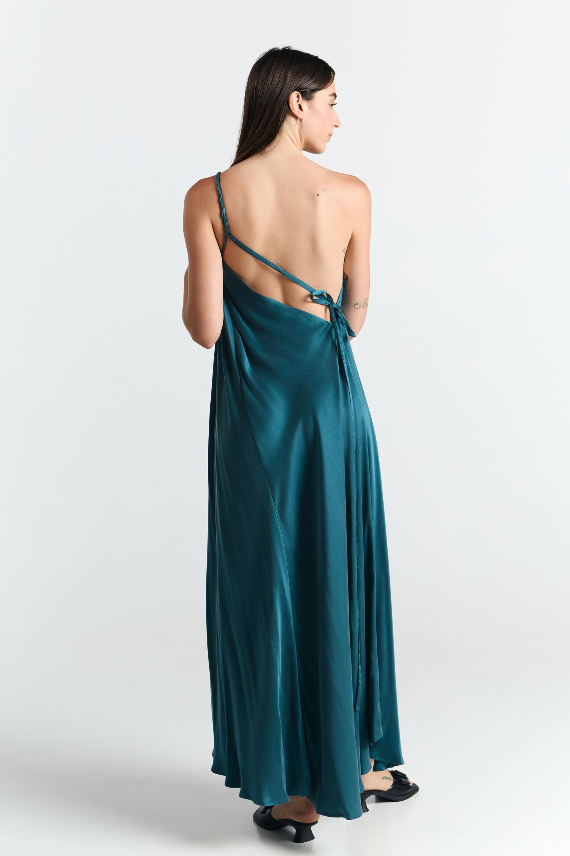 VESTIDO MULTIPOSICIÓN LARGO CUPRO DEEP GREEN