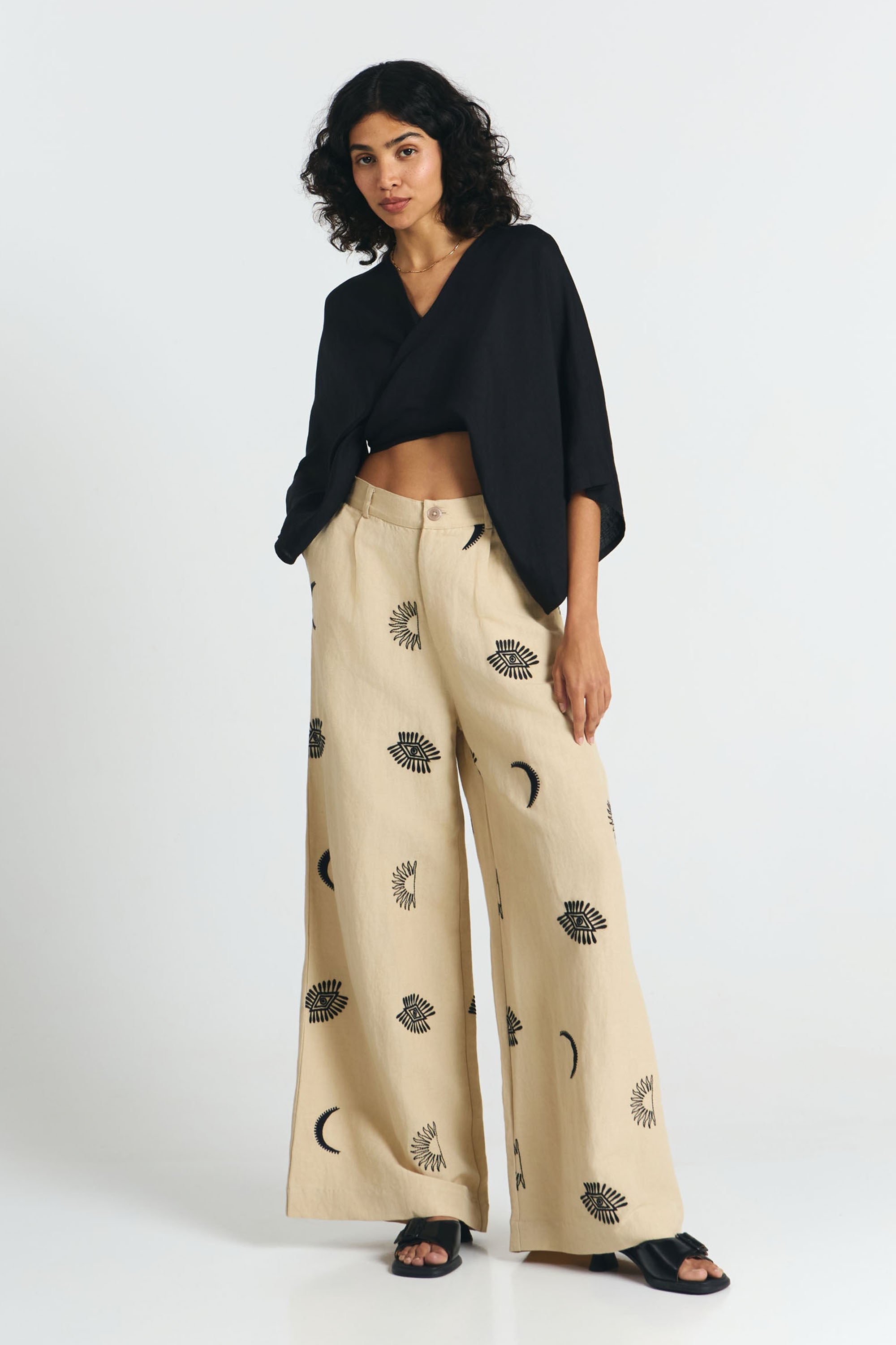 PANTALONES RANDA EMBROIDERY BEIGE