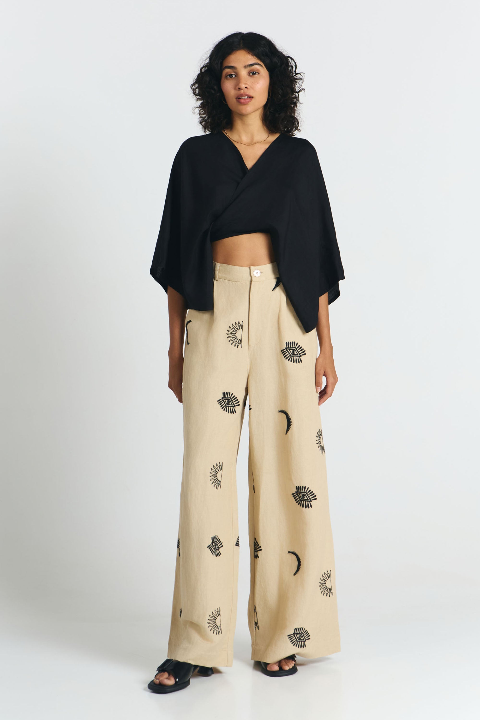 PANTALONES RANDA EMBROIDERY BEIGE